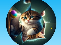 게임 둥근 직소 퍼즐: 귀여운 고양이 그림 모으기 온라인